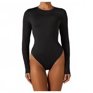 NEW 7DIAMONDS sleek long sleeve bodysuit in black
